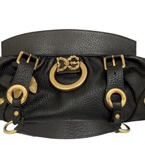 Dolce & Gabbana DG Girls Black Leather Gold Baroque Hand Bag Large